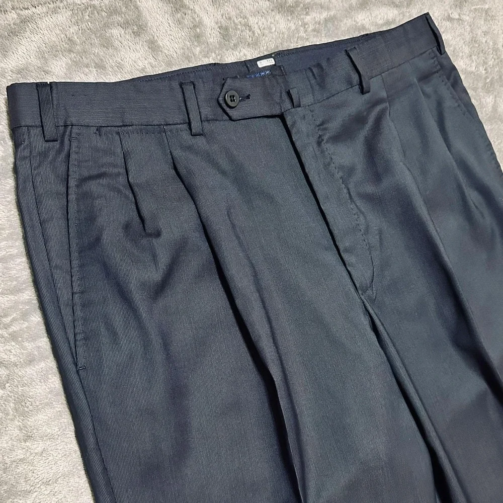 ERMENEGILDO ZEGNA Suit Pants Men's 36R Blue Wool Pleated Cuffed Tailored Romania
